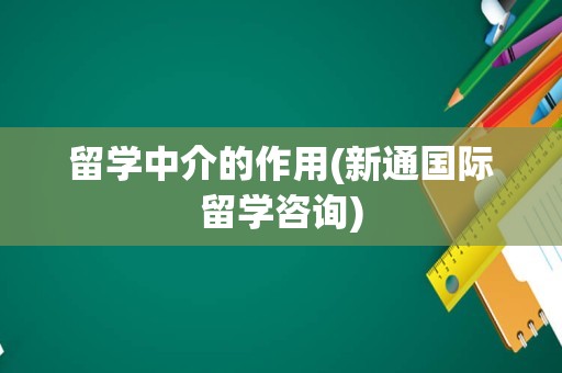 留学中介的作用(新通国际留学咨询)