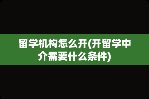 留学机构怎么开(开留学中介需要什么条件)