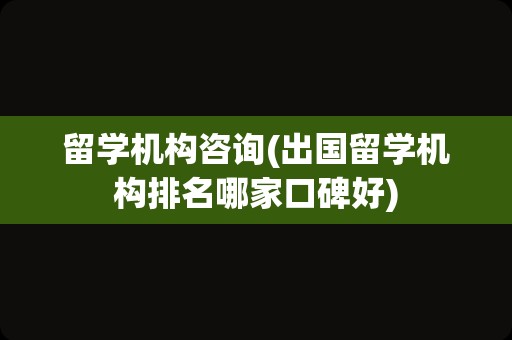 留学机构咨询(出国留学机构排名哪家口碑好)