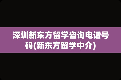 深圳新东方留学咨询电话号码(新东方留学中介)