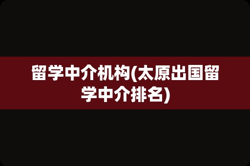 留学中介机构(太原出国留学中介排名)