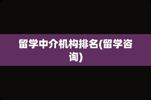 留学中介机构排名(留学咨询)