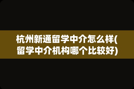 杭州新通留学中介怎么样(留学中介机构哪个比较好)