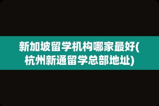 新加坡留学机构哪家最好(杭州新通留学总部地址)