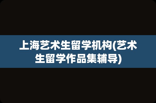 上海艺术生留学机构(艺术生留学作品集辅导)