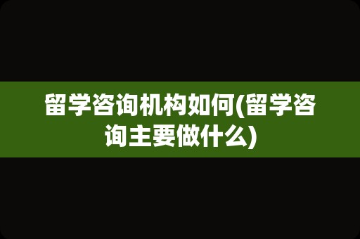 留学咨询机构如何(留学咨询主要做什么)