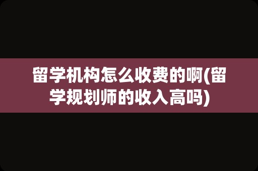 留学机构怎么收费的啊(留学规划师的收入高吗)