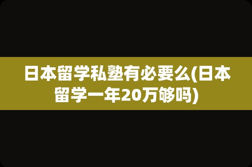 日本留学私塾有必要么(日本留学一年20万够吗)