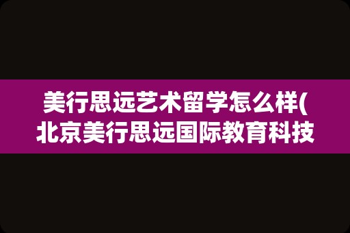 美行思远艺术留学怎么样(北京美行思远国际教育科技有限公司)