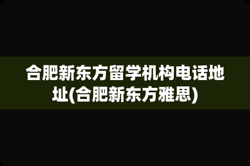 合肥新东方留学机构电话地址(合肥新东方雅思)