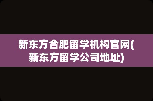 新东方合肥留学机构官网(新东方留学公司地址)