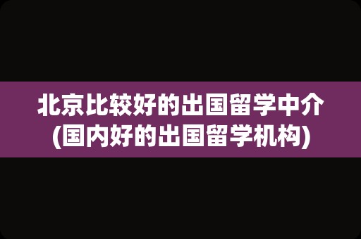 北京比较好的出国留学中介(国内好的出国留学机构)