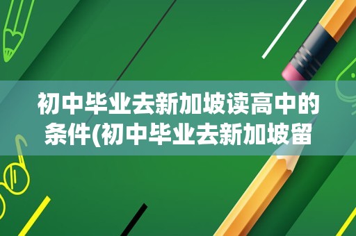 初中毕业去新加坡读高中的条件(初中毕业去新加坡留学费用)