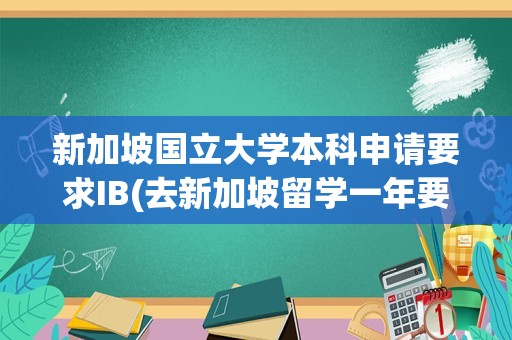 新加坡国立大学本科申请要求IB(去新加坡留学一年要多少钱)