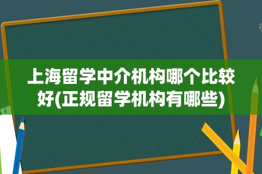 上海留学中介机构哪个比较好(正规留学机构有哪些)