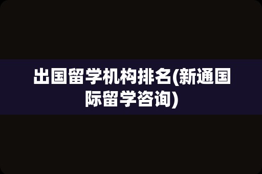 出国留学机构排名(新通国际留学咨询)