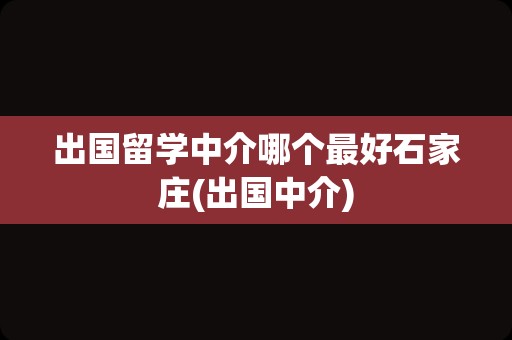 出国留学中介哪个最好石家庄(出国中介)