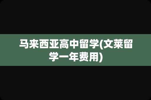 马来西亚高中留学(文莱留学一年费用)