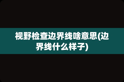 视野检查边界线啥意思(边界线什么样子)