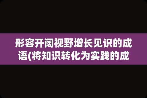 形容开阔视野增长见识的成语(将知识转化为实践的成语)