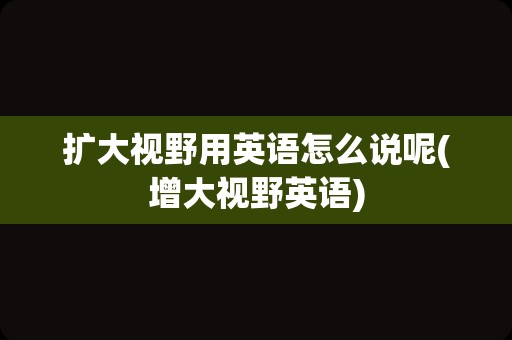 扩大视野用英语怎么说呢(增大视野英语)