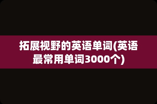 拓展视野的英语单词(英语最常用单词3000个)