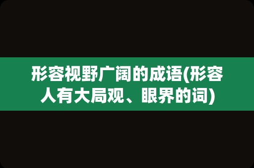 形容视野广阔的成语(形容人有大局观、眼界的词)