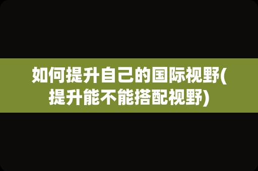 如何提升自己的国际视野(提升能不能搭配视野)