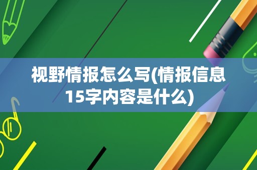 视野情报怎么写(情报信息15字内容是什么)