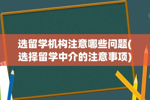 选留学机构注意哪些问题(选择留学中介的注意事项)