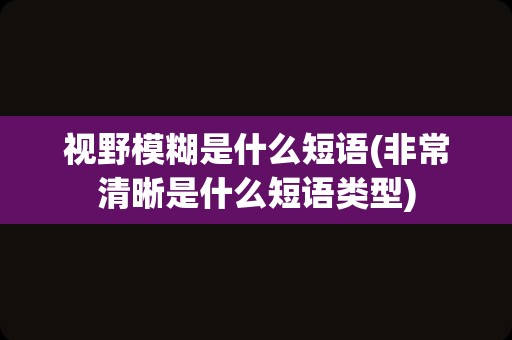 视野模糊是什么短语(非常清晰是什么短语类型)