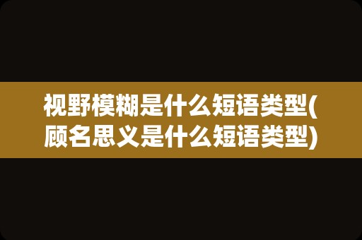 视野模糊是什么短语类型(顾名思义是什么短语类型)