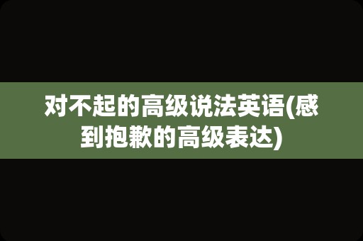 对不起的高级说法英语(感到抱歉的高级表达)