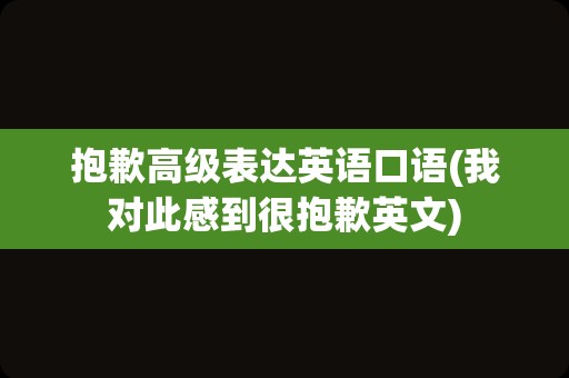 抱歉高级表达英语口语(我对此感到很抱歉英文)