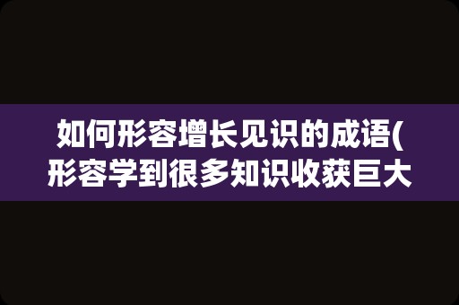 如何形容增长见识的成语(形容学到很多知识收获巨大的成语)