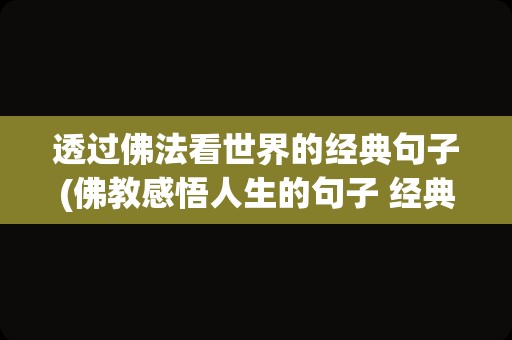 透过佛法看世界的经典句子(佛教感悟人生的句子 经典)