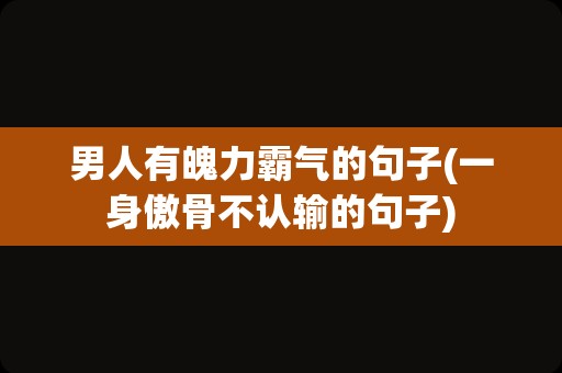 男人有魄力霸气的句子(一身傲骨不认输的句子)