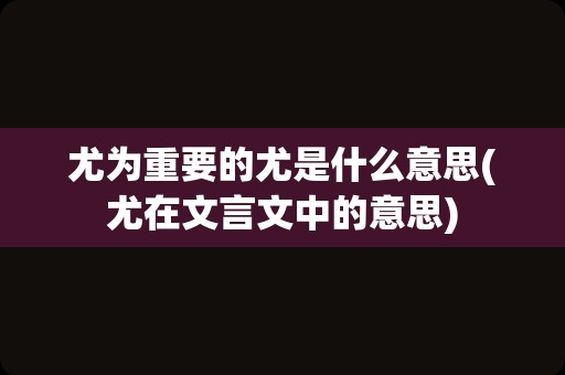 尤为重要的尤是什么意思(尤在文言文中的意思)