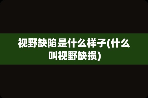 视野缺陷是什么样子(什么叫视野缺损)