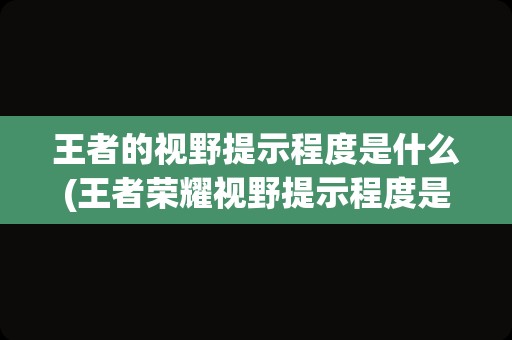 王者的视野提示程度是什么(王者荣耀视野提示程度是什么意思)