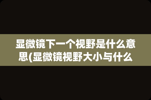 显微镜下一个视野是什么意思(显微镜视野大小与什么有关)