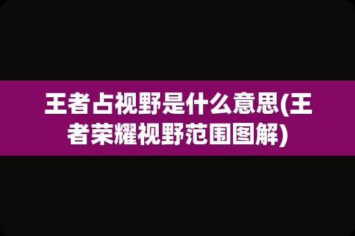 王者占视野是什么意思(王者荣耀视野范围图解)