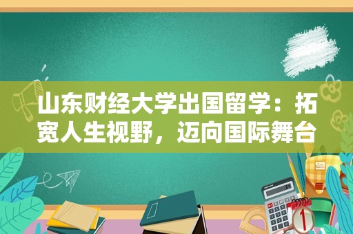 山东财经大学出国留学：拓宽人生视野，迈向国际舞台