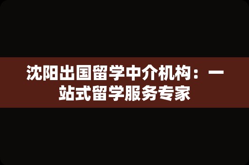 沈阳出国留学中介机构：一站式留学服务专家