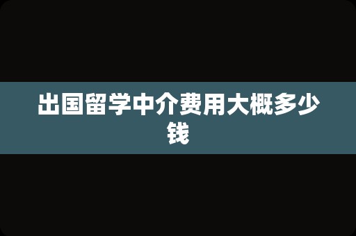 出国留学中介费用大概多少钱