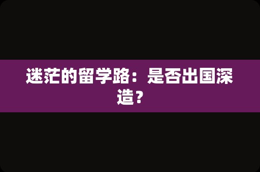 迷茫的留学路：是否出国深造？