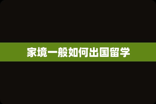 家境一般如何出国留学