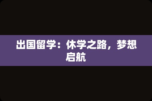 出国留学：休学之路，梦想启航