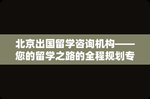 北京出国留学咨询机构——您的留学之路的全程规划专家