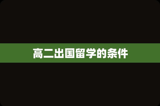 高二出国留学的条件